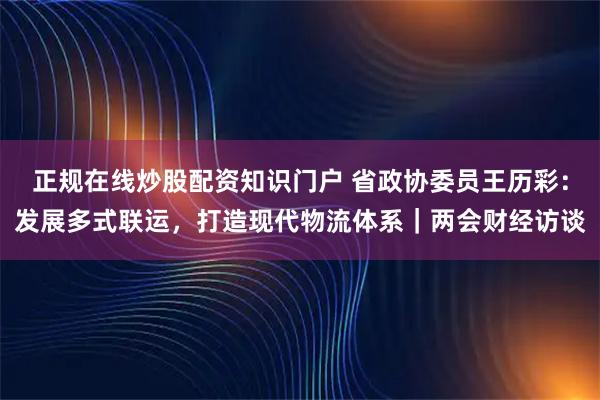 正规在线炒股配资知识门户 省政协委员王历彩：发展多式联运，打造现代物流体系｜两会财经访谈